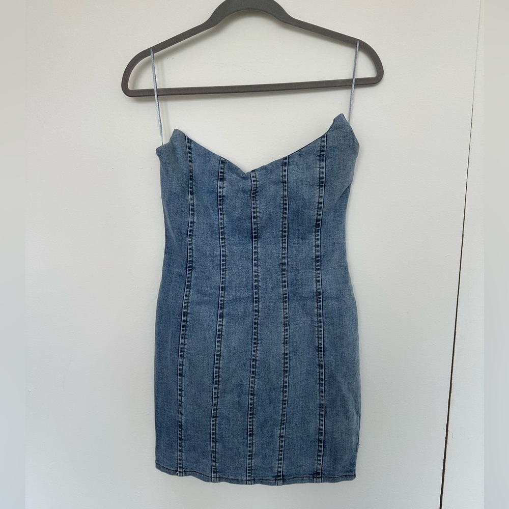 Denim Strapless Bodycon Mini Dress